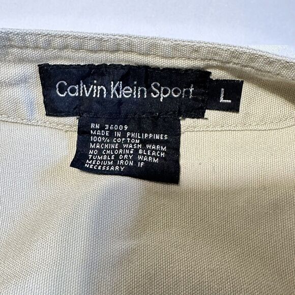 Calvin Klein Men Beige Denim Utility Tactical Vest Fishing Safari Size Large - Picture 12 of 12